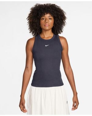 Nike Tight Ribbed Tank Top - Blue