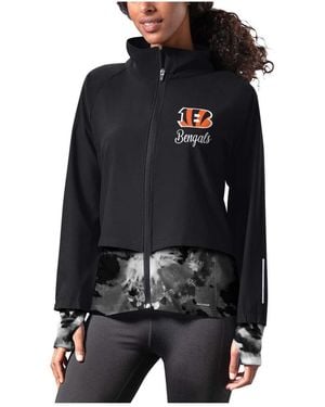MSX by Michael Strahan Cincinnati Bengals Grace Raglan Full-zip Running Jacket - Black