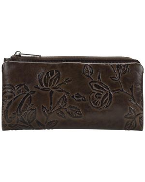 Patricia Nash Prassa Bark Leaves Textured Wallet - Black