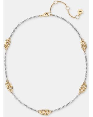DKNY Stationed Link Collar Necklace - White