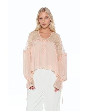 Alexia Admor Indigo Lace Cotton Blouse - White