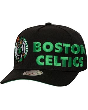 Mitchell & Ness Boston Celtics Busted Logo Wordmark Wrap-around Pro Pinch Adjustable Hat - Green