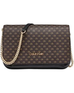 Calvin Klein Magnetic Snap Emma Mini Crossbody Satchel Handbag - Brown