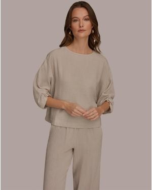 Donna Karan Weekend Boat Neck Blouse - Brown
