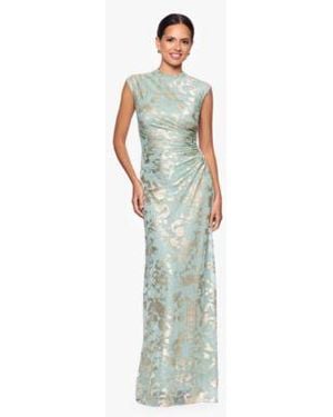 Betsy & Adam Betsy Adam Mock Neck Gown Dress - White