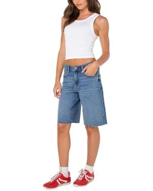 Celebrity Pink High-rise Raw-hem Bermuda Shorts - Blue