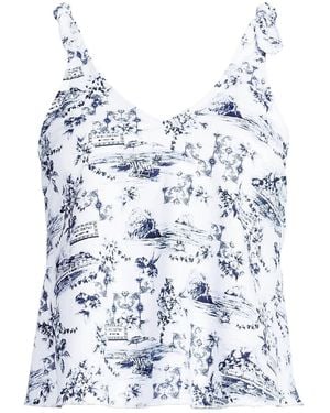 Lands' End D-cup Tie Shoulder Flutter Tankini Top - Blue