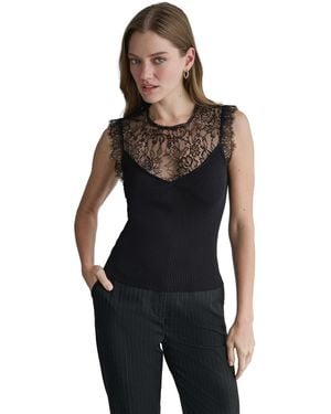 BCBGMAXAZRIA Sleeveless Floral Lace Top - Black