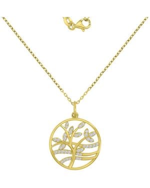 Macy's 14k Gold Over Sterling Silver Cubic Zirconia Tree Necklace - Metallic