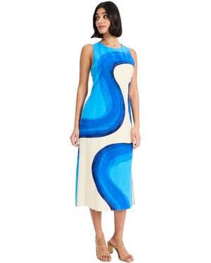 Donna Morgan Sleeveless Crewneck Midi Dress - Blue
