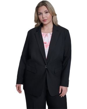 Calvin Klein Plus Size One-button Notch Collar Jacket - Blue