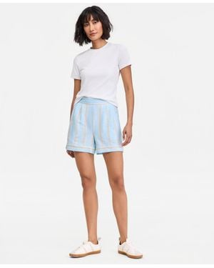 On 34th Linen-blend Tailored Pull-on Shorts - Blue