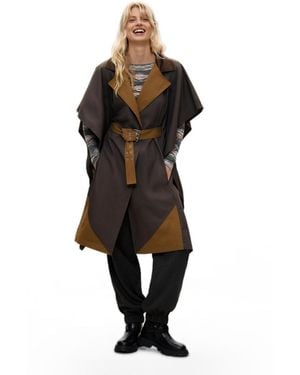 Desigual Poncho Trench Coat - Black
