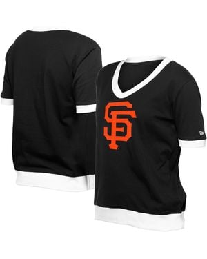KTZ San Francisco Giants Game Day Rhinestone V-neck T-shirt - Black