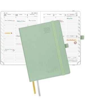 Gnuadz Pocket Planner 2026-2027 Academic Weekly Hourly Leather Cover - Green