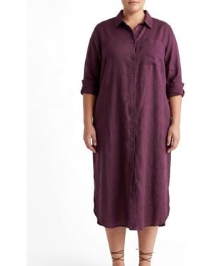 UNIVERSAL STANDARD Plus Size Odeon Linen Shirtdress - Purple