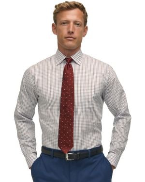 Brooks Brothers Regular-fit Spread Collar Windowpane Dress Shirt - Gray