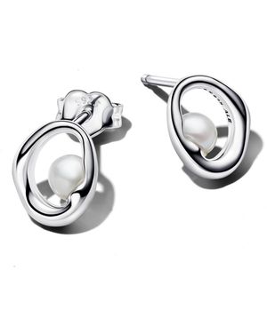 PANDORA Oval Treated Freshwater Cultured Imitation Pearl Stud Earrings - Metallic