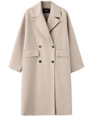 Mango Wool-blend Double-breasted Coat - Natural