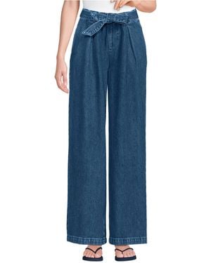 Lands' End High Ridge Twill Pull On Pleated Wide Leg Pants - Blue