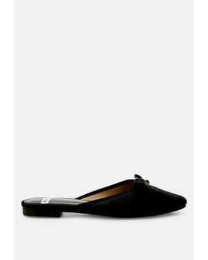 Rag & Co Taylena Satin Bow Detail Mules - Black