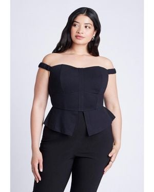 Eloquii Plus Size Off The Shoulder Peplum Top - Blue