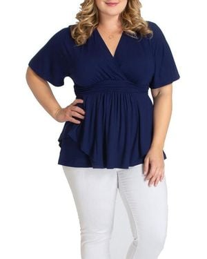 Kiyonna Plus Size Promenade Jersey Top - Blue