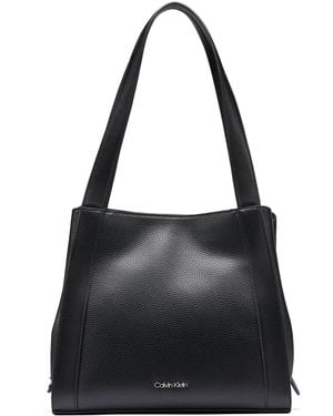 Calvin Klein Masie Magnetic Snap Medium Tote Handbag - Black