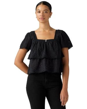 Levi's Cotton-blend Short-sleeve Lace Top - Black