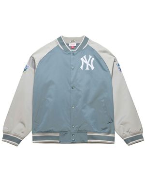 Mitchell & Ness New York Yankees Thunderstorm Head Coach Lightweight Satin Full-snap Jacket - Blue
