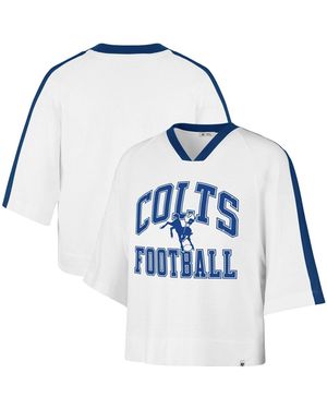 '47 Indianapolis Colts Big Overarch Drop Needle Raglan V-neck T-shirt - Blue