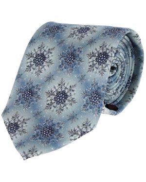 Trafalgar Big & Tall Clarence The Classy Snowflake Silk Holiday Necktie - Blue