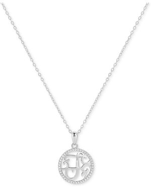 Giani Bernini Cubic Zirconia F Monogram 18" Pendant Necklace - White
