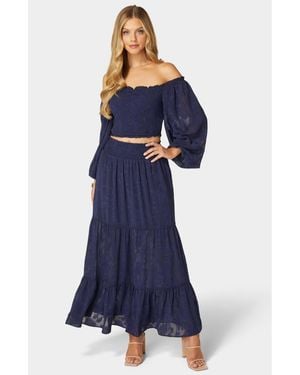 Bebe Two Piece Smocked Maxi Dress - Blue