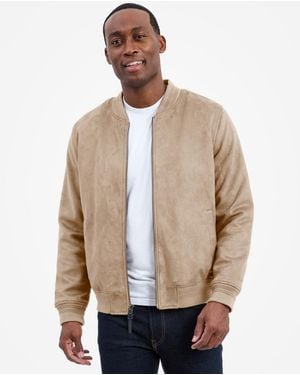 Michael Kors Faux Suede Bomber Jacket - Natural