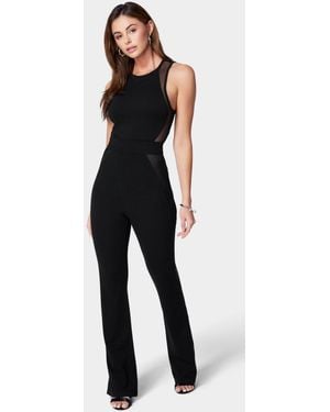 Bebe Jersey Wrap-Tie Wide-Leg Jumpsuit - Black
