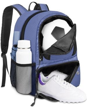 Peneyon Lightweight Soccer Bag With Ball And Shoe Compartment Extra Storage Pockets - Blue