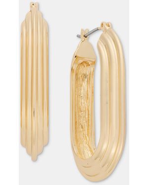 On 34th Textured Oval Hoop Earrings - White