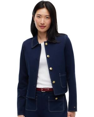 Tommy Hilfiger Ponte-knit Top Stitch Detail Jacket - Blue
