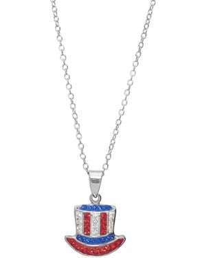 Macy's Crystal Sterling Top Hat Pendant Necklace - White