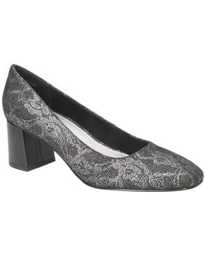 Bella Vita Jillian Block Heel Square Toe Pumps - Gray