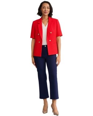 Jones New York Petite Notch Collar Open-front Jacket - Red