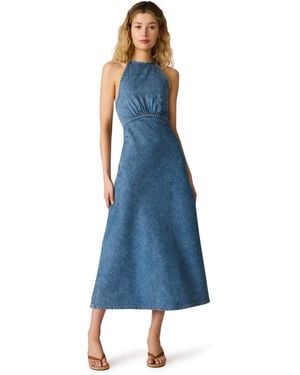 Steve Madden Vilma Halter Neck Sleeveless Midi Dress - Blue