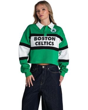 The Wild Collective Boston Celtics Long-sleeve Crop Polo Shirt - Green