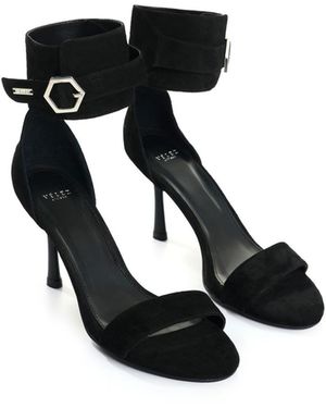 Velez Suede Leather Heeled Sandals - Black