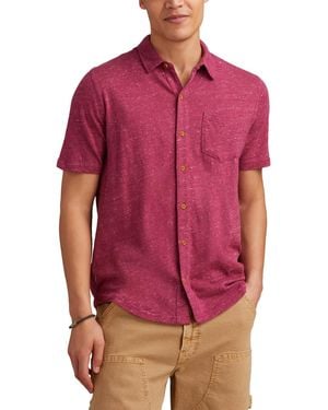 Lucky Brand Linen Short Sleeve Button Down Shirt - Red