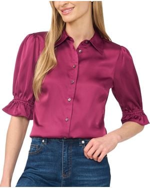 Cece Collared Balloon 3/4-sleeve Button-front Blouse