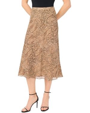 Cece Bias Printed Midi Skirt - Natural