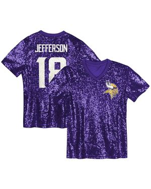 Outerstuff Justin Jefferson Minnesota Vikings Player Name Number V-neck Fashion Jersey - Purple
