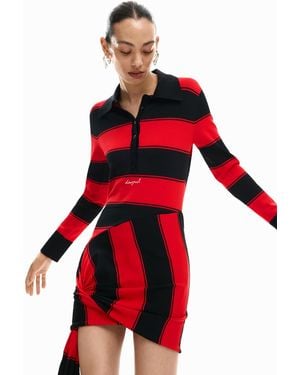 Desigual Polo Knit Dress - Red